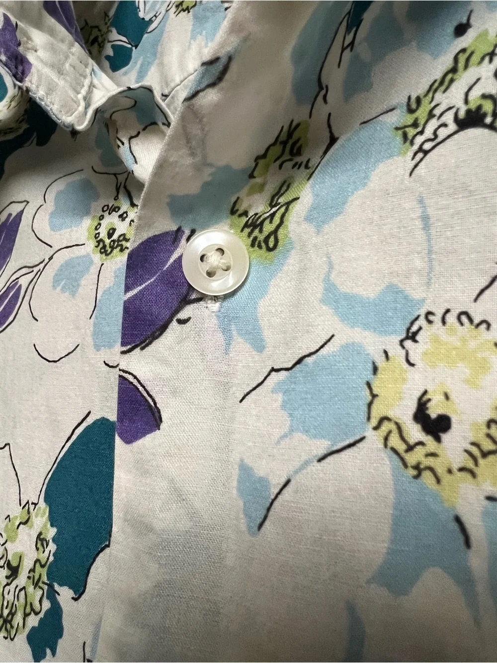 Polo Jean Co by Ralph Lauren White Floral Button-Down Shirt with Teal & Purple
